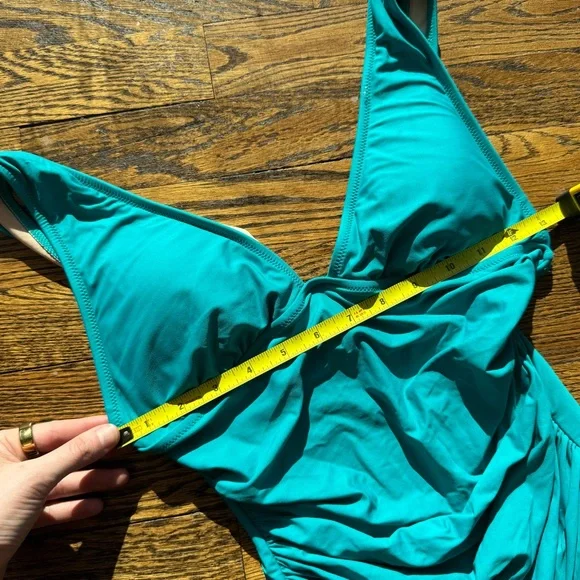 J. Crew Turquoise Ruched One-Piece Swimsuit Size 6 - Picture 9 of 12